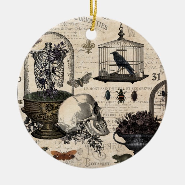 Moderner Vintager Halloween-Garten Keramik Ornament (Vorne)