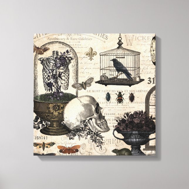 Moderner Vintager Halloween-Garten Leinwanddruck (Vorderseite)