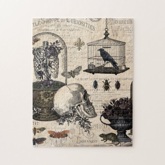 Moderner Vintager Halloween-Garten Puzzle (Vertikal)