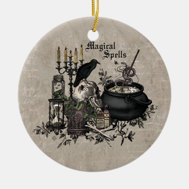 Moderner Vintager Halloween-HEXENBREW Keramikornament (Vorne)