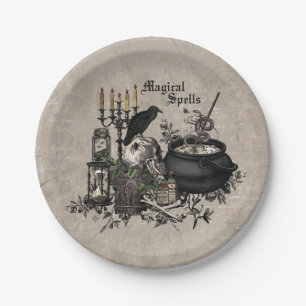 Moderner Vintager Halloween-HEXENBREW Pappteller