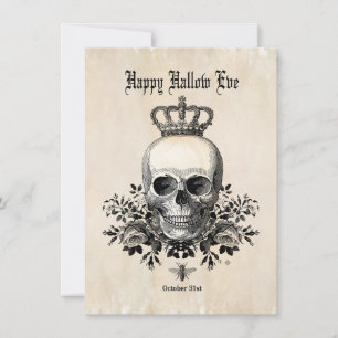 Moderner Vintager Halloween-Schädel mit Krone Karte