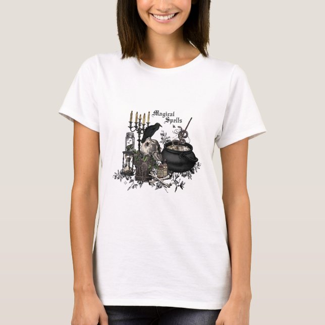 Moderner Vintager Halloween-Schädel T-Shirt (Vorderseite)