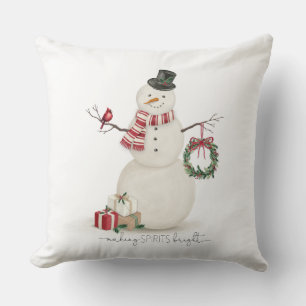 Moderner Vintager Holiday Snowmann Kissen