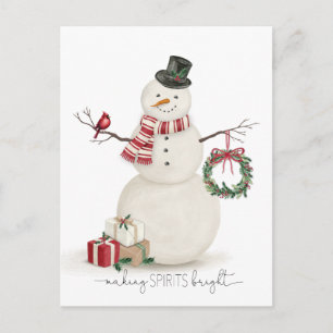 Moderner Vintager Holiday Snowmann Postkarte