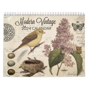 Moderner Vintager Kalender 2024