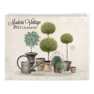 Moderner Vintager Kalender 2024