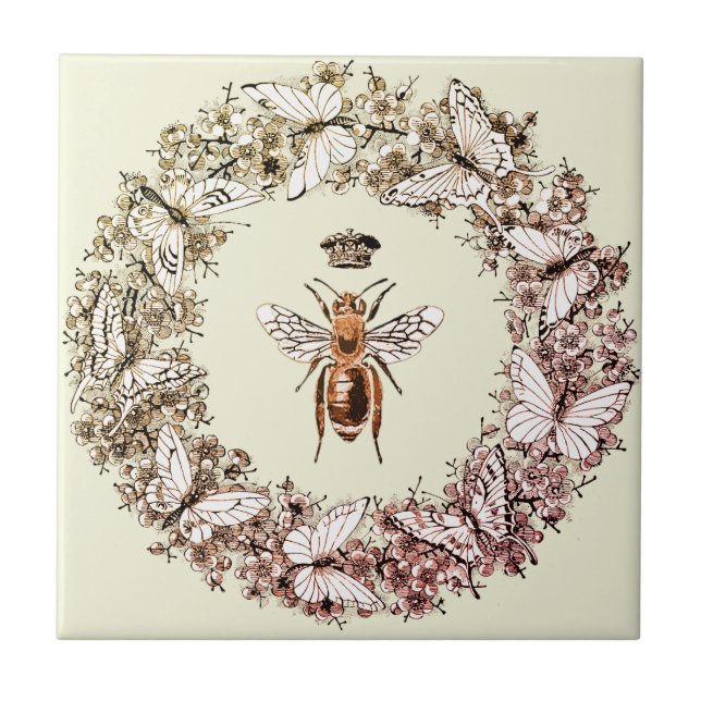 Moderner Vintager Kronenschmetterling Fliese (Vorderseite)