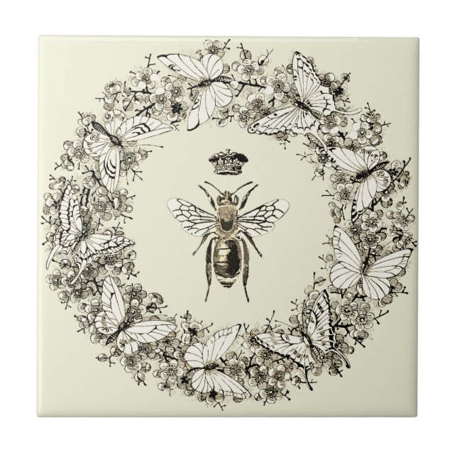 Moderner Vintager Kronenschmetterling Fliese (Vorderseite)