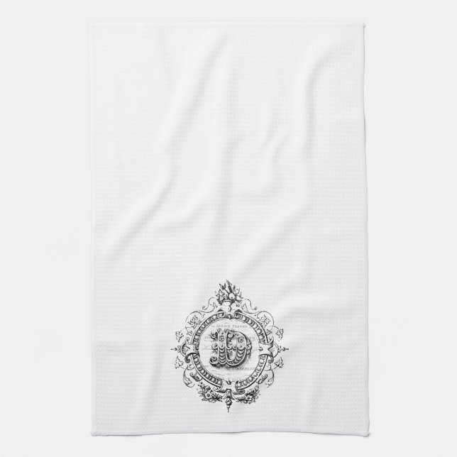 moderner Vintager Monogramm-Buchstabe D Küchentuch (Vertikal)