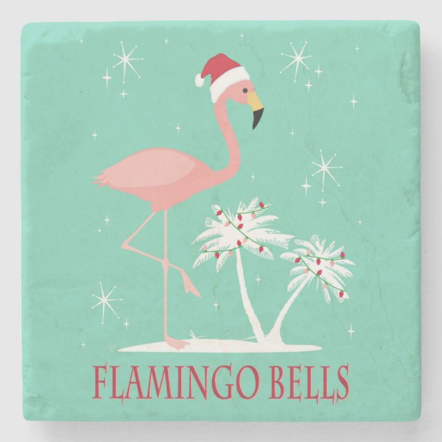 MODERNER VINTAGER RETRO WEIHNACHTSflamingo Steinuntersetzer (Vorderseite)