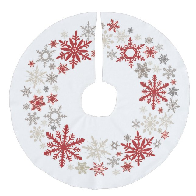 Moderner Vintager rustikaler Schneeflocke Wreath Leinenimitat Weihnachtsbaumdecke (Vorderseite)