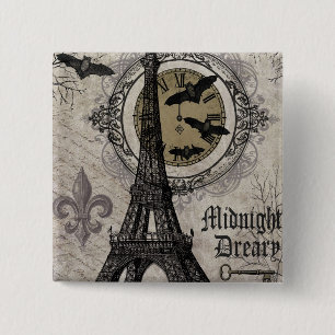 moderner Vintager Turm Franzosehalloweens Eiffel Button