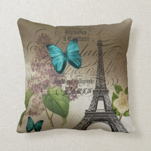 moderner Vintager Turm Paris Eiffel der lila Kissen