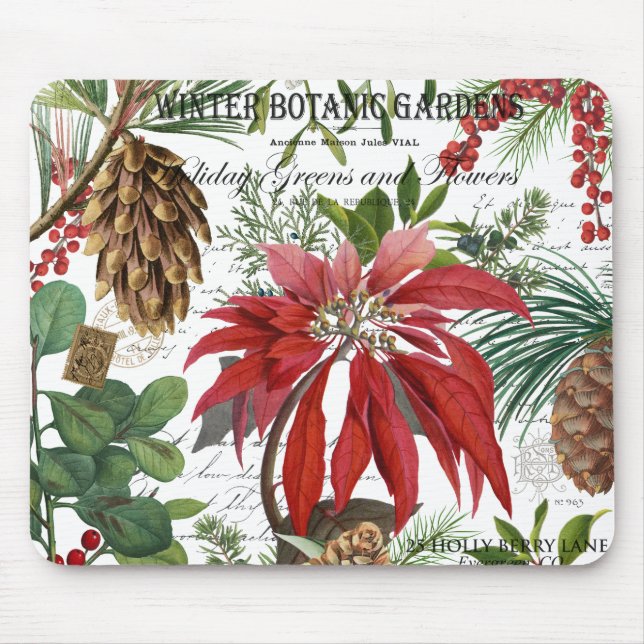 Moderner Vintager Wintergarten mit Blumen Mousepad (Vorne)