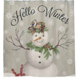moderner Vintager Wintergarten Snowman Duschvorhang