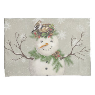 moderner Vintager Wintergarten Snowman Kissenbezug