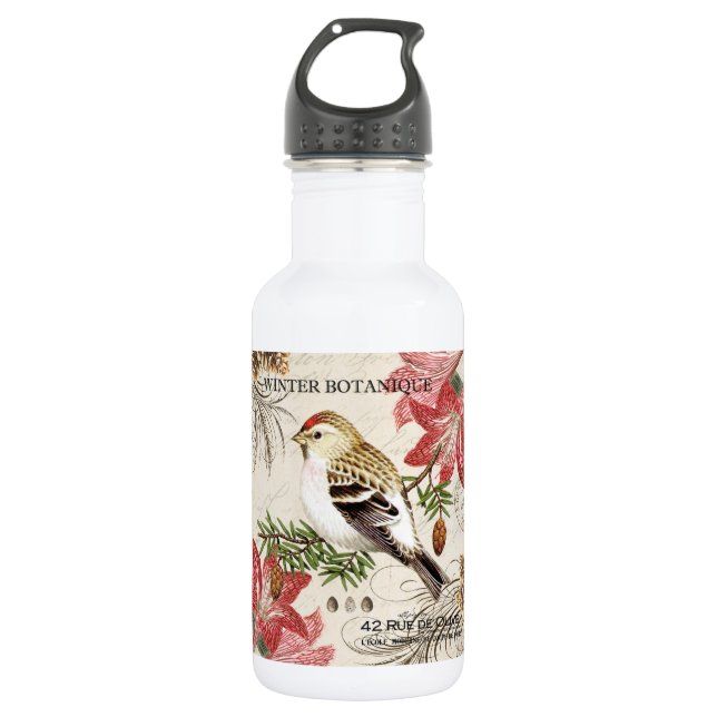 moderner Vintager Wintervogel Trinkflasche (Vorderseite)