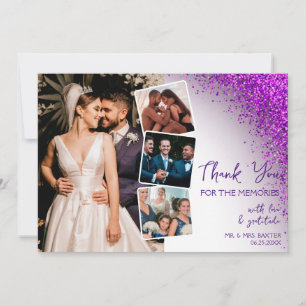 Moderner Violet Magenta Lila QR Code Retro Glitzer Dankeskarte