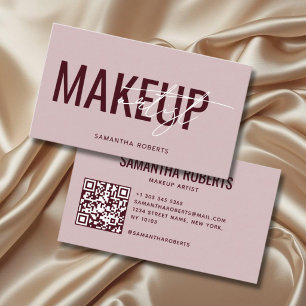 Moderner Visagist QR-Code pink rot Visitenkarte