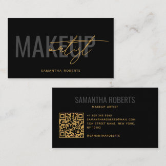 Moderner Visagist QR-Code Schwarz Gold Visitenkarte