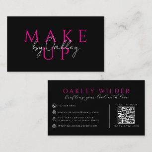 Moderner Visagist Schwarz Pink QR-Code Visitenkarte