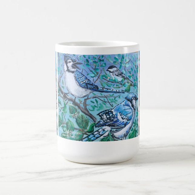 Moderner Vogel sieht Blue Jay Gelb Finish zu Verwandlungstasse (Zentrum)