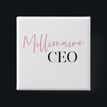 Moderner Vorstandsvorsitzender von Minimal Million Button<br><div class="desc">Einführung des "Modernen Minimal Millionaire CEO" | Rosa und Schwarz" Sammlung! Steigern Sie Ihren Stil und machen Sie mit unserem exklusiven Produkt ein kraftvolles Statement,  das das fesselnde Design des Textes "Millionaire CEO" in einer eleganten Kombination aus Rosa und Schwarz vorstellt.</div>