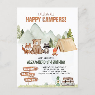 Moderner Wald Happy Camper Camping Kinder Geburtst Postkarte