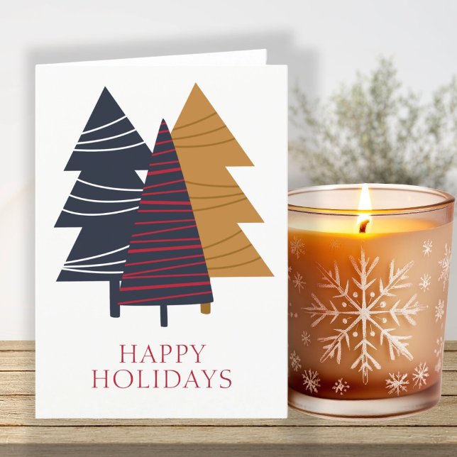 Moderner Waldbaum Weihnachten Personalisiert (Modern Woodland Tree Themed Christmas Personalized Holiday Card by Ricaso. Simple and elegant card)