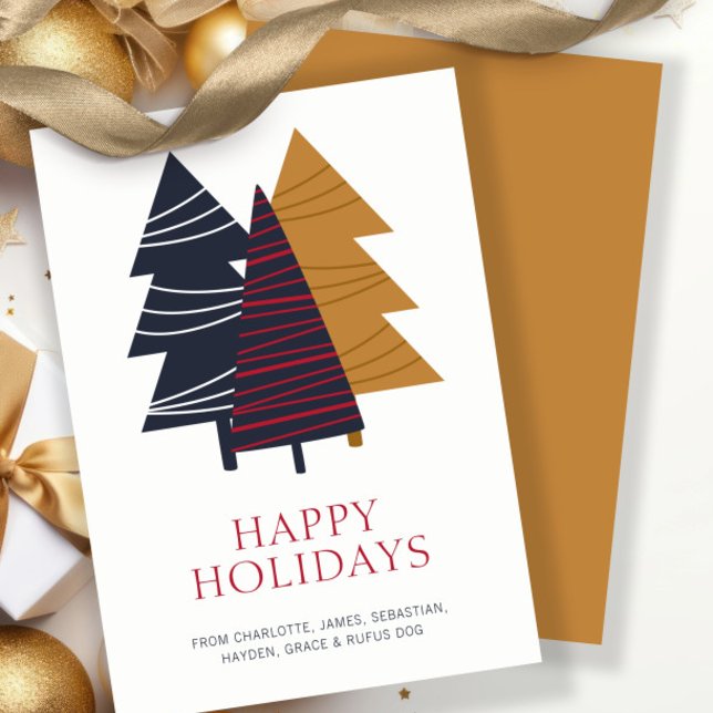 Moderner Waldbaum Weihnachten Personalisiert (Modern Woodland Tree Themed Christmas Personalized Holiday Card by Ricaso. Scandinavian Nordic Cards)