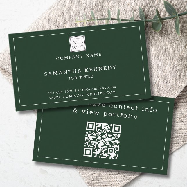 Moderner Waldgrüner QR-Code mit benutzerdefinierte Visitenkarte (Von Creator hochgeladen)
