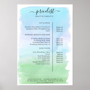 Moderner Wasserfarben-Preisliste-Plakat Poster