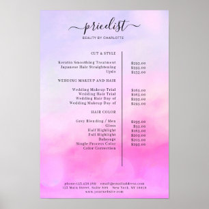 Moderner Wasserfarben-Preisliste Poster