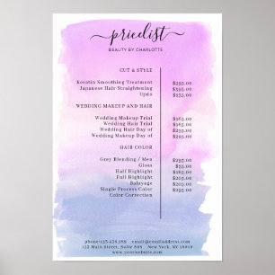 Moderner Wasserfarben-Preisliste Poster
