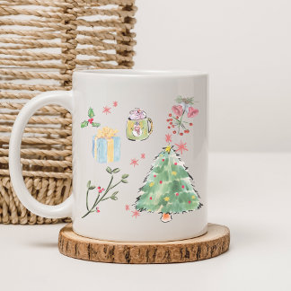Moderner Wasserfarben-Weihnachtsbaum-Feiertagskaff Kaffeetasse