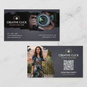 Moderner Wasserfarbfotograf QR-Code Geschäft Ca Visitenkarte