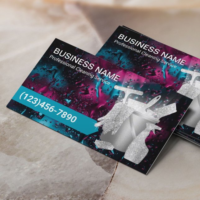 Moderner Wassertropfen Beruflicher Reinigungsservi Visitenkarte (Von Creator hochgeladen)