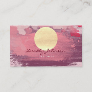 Moderner Watercolor-abstrakte Farben-Rosa-Orange Visitenkarte