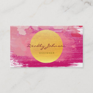 Moderner Watercolor-abstraktes elegantes rosa Gelb Visitenkarte