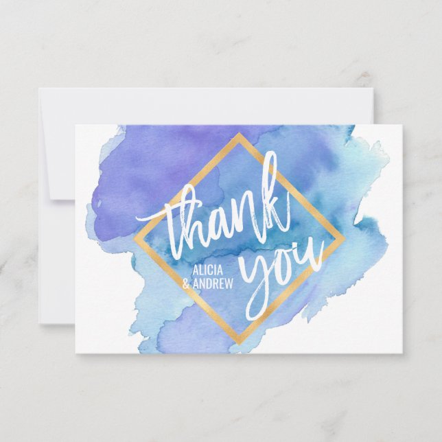 Moderner Watercolor-blauer aquamariner Türkis Dankeskarte (Vorderseite)