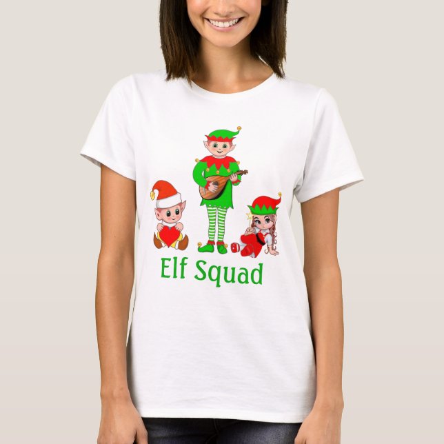 Moderner Weihnachts-Elf-Squad-T - Shirt (Vorderseite)