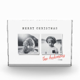 Moderner Weihnachts-Familienurlaub mit zwei Fotos