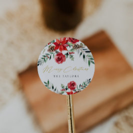 Moderner Weihnachts-Klassiker Runder Umschlag Aufk Aufkleber