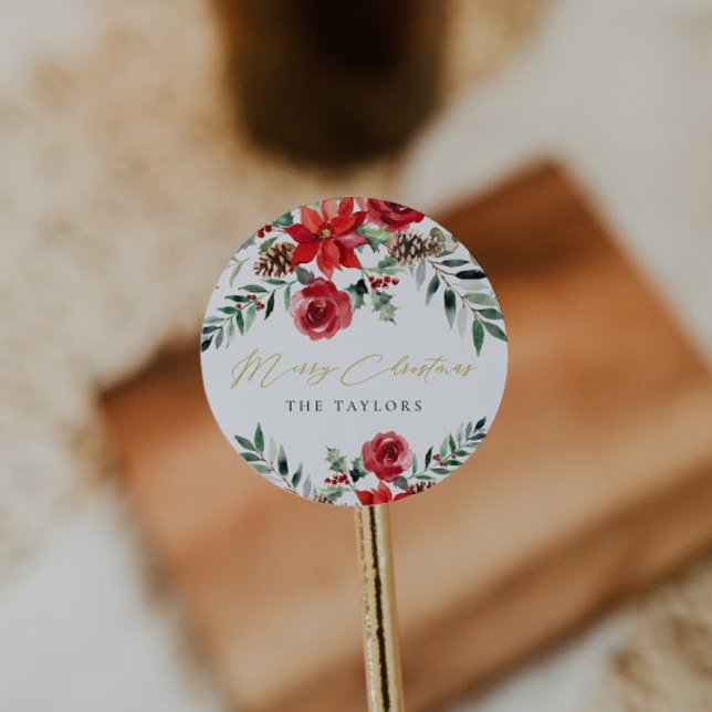 Moderner Weihnachts-Klassiker Runder Umschlag Aufk Runder Aufkleber (Von Creator hochgeladen)