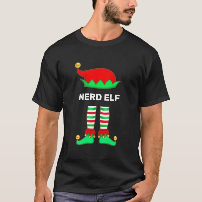Moderner Weihnachts-Nerd Elf T - Shirt (Vorderseite)