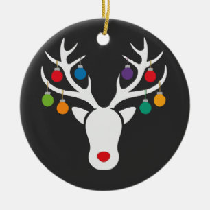 Moderner Weihnachts-Rudolf-Rentier-Schmuck Keramik Ornament