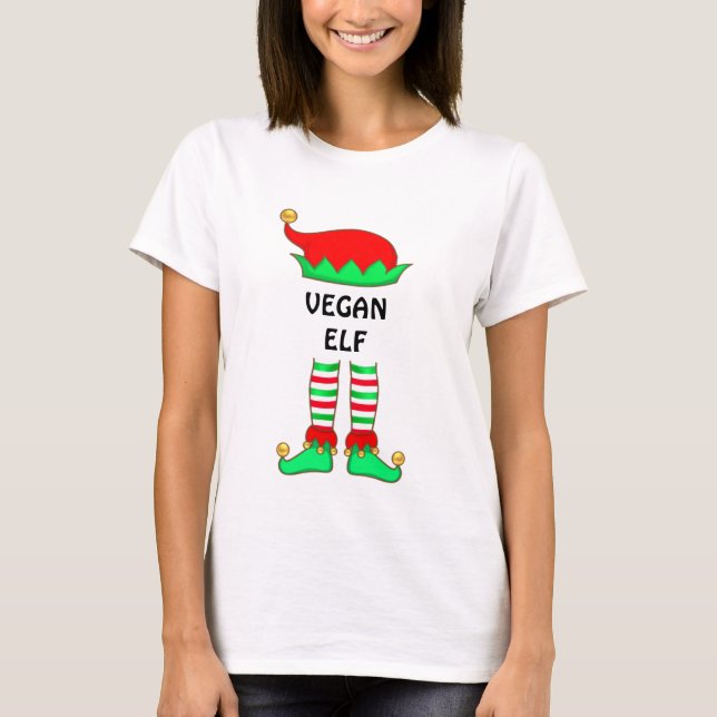 Moderner Weihnachts-Vegan-Elf-T - Shirt (Vorderseite)