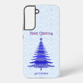 Moderner Weihnachtsbaum Blau Personalisiert Samsung Galaxy Hülle