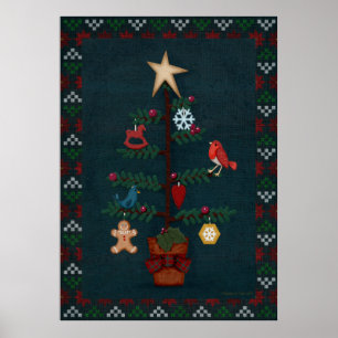 Moderner Weihnachtsbaum der Folk Art   Cherie's Ar Poster